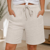Shorts Svea™ mit Strukturierter Baumwolle und Hohem Bund – Beige