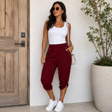 Caprihose Norina™ mit elastischem Bund, Zierknöpfen und verstellbarem Saum – Rot