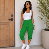 Caprihose Norina™ mit elastischem Bund, Zierknöpfen und verstellbarem Saum – Grün