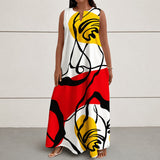 Kleid Solenne™ mit abstraktem Print, V-Ausschnitt und fließendem Fall – Weiß