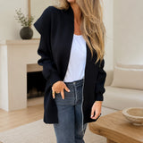Strickjacke Fenja™ mit Kapuze, weichem Strick und langem Schnitt – Schwarz