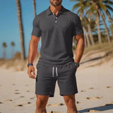 Matteo™ Set Mit Poloshirt Und Shorts Mit Verstellbarem Bund – Grau