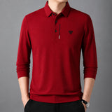 Poloshirt Aldren™ mit feiner Piquéstruktur, Knopfleiste und langen Ärmeln – Rot
