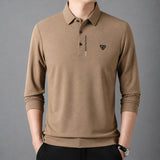 Poloshirt Aldren™ mit feiner Piquéstruktur, Knopfleiste und langen Ärmeln – Khaki