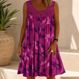 Kleid Linden™ mit Spitzeneinsatz, Blumenmuster und Weitem Schnitt – Rosa