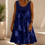 Kleid Linden™ mit Spitzeneinsatz, Blumenmuster und Weitem Schnitt – Dunkelblau