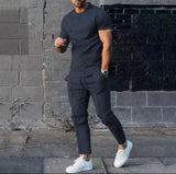 Herren Freizeit Set – Zweiteiler mit T-Shirt & Hose im modernen Slim Fit – Marineblauw