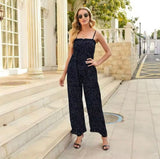 Charlotte | Weites Bein Gesmoktes Oberteil Jumpsuit – Marineblau