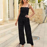 Charlotte | Weites Bein Gesmoktes Oberteil Jumpsuit – Schwarz