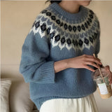 Maud | Jacquard Sweater – Blau