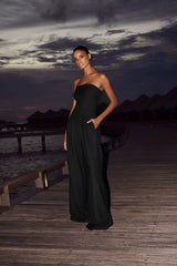 Céleste | Elegante Schulterfreie Jumpsuit – Schwarz