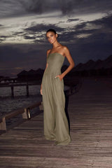 Céleste | Elegante Schulterfreie Jumpsuit – Khaki