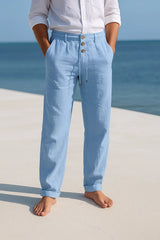 MATTEO | LEICHTE LEINEN SOMMERSHORTS – Hellblau