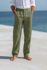 MATTEO | LEICHTE LEINEN SOMMERSHORTS – Olivgrün