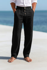 MATTEO | LEICHTE LEINEN SOMMERSHORTS – Schwarz