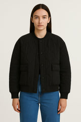 Oversized Damen Bomberjacke – Übergangsjacke mit Reißverschluss – Schwarz