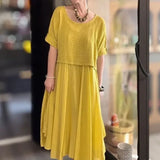 Morocco™ Baumwoll-Leinen-Set im Lagenlook / Zweiteilig, Charme, der Grenzen überschreitet! – Gelb