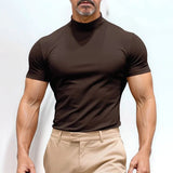 St. Moritz™ T-Shirt mit hohem Kragen und klarem Design / Raffinierter Minimalismus für Herren mit Ausstrahlung! – Braun
