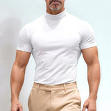 St. Moritz™ T-Shirt mit hohem Kragen und klarem Design / Raffinierter Minimalismus für Herren mit Ausstrahlung! – Weiß