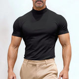 St. Moritz™ T-Shirt mit hohem Kragen und klarem Design / Raffinierter Minimalismus für Herren mit Ausstrahlung! – Schwarz