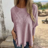 [🔥2 ZUM PREIS VON 1🔥] Giulia™ Oberteil aus hochwertigem, weichem Fleece mit Fledermausärme und Spitzenbesatz am Saum / Eleganter Komfort mit femininer Note! – Pink / Rot