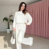 Beauty™ Sweatshirt-Set aus weichem Stoff mit samtiger Oberfläche / Anspruchsvoller Minimalismus für den Alltag! – Weiß