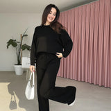 Beauty™ Sweatshirt-Set aus weichem Stoff mit samtiger Oberfläche / Anspruchsvoller Minimalismus für den Alltag! – Schwarz