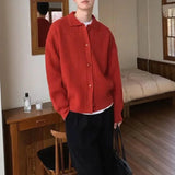 Preston™ Strickjacke aus hochwertigem Trikot mit strukturiertem Kragen / Die neue Ikone des eleganten Herrenstils! – Rot