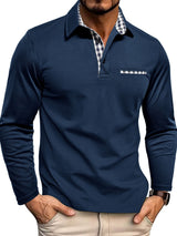 Herren-Poloshirt mit langarmdesign | Alltagstauglich – Marineblau