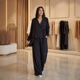 Haus Klasse™ Set in Schneiderkunst mit Asymmetrischem Blazer und Eleganter Hose! – Schwarz