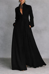 Hina - fließendes Maxikleid – Schwarz