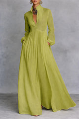 Hina - fließendes Maxikleid – Grün
