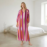 Kamelie™ Viskose-Maxikleid mit tiefem V-Ausschnitt – Rosa