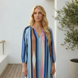 Kamelie™ Viskose-Maxikleid mit tiefem V-Ausschnitt – Blau