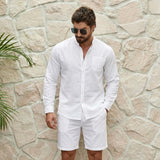 Riviera Klassik™ Minimalistisches Set aus Baumwoll-Leinen-Mischung – Weiß
