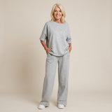 Urban Eleganz™ Zweiteileraus Comfort-Maschenware mit eleganten Kristalldetails – Grau