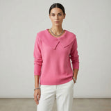 Noelle™ Pullover aus strukturiertem Strick mit stilisiertem Kragen – Rosa