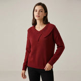 Noelle™ Pullover aus strukturiertem Strick mit stilisiertem Kragen – Rot