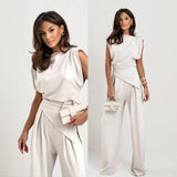 Bellanova™-Set mit Drapiertem Oberteil und Eleganter Hose – Beige