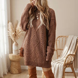 Langer Oversize-Pullover Bellmont™ aus Handgestricktem Garn – Braun