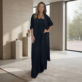 Bellavie™ Eleganter Jumpsuit mit Kimono-Style Mantel – Schwarz