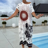 SeaBreeze™-Kleid mit Kunstvollen Mustern und Lockerer Passform – Mystische Sonne