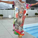 SeaBreeze™-Kleid mit Kunstvollen Mustern und Lockerer Passform – Leopardenblumen