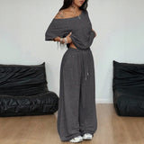 Belmara™ Set mit Lockerem Schnitt und Verstellbarer Taille – Dunkelgrau