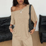 Belmara™ Set mit Lockerem Schnitt und Verstellbarer Taille – Khaki