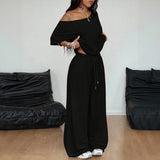 Belmara™ Set mit Lockerem Schnitt und Verstellbarer Taille – Schwarz