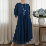 Delmara™ Kleid mit Lockerer Passform und Minimalistischem Stil – Blau