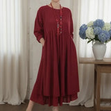 Delmara™ Kleid mit Lockerer Passform und Minimalistischem Stil – Rot