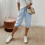 Levana™ Baumwoll-Leinen Shorts mit Verstellbarem Bund – Himmelblau