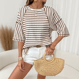 Dailynne™ Oversize Streifenbluse – Khaki